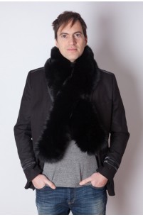 Black fox fur scarf - unisex